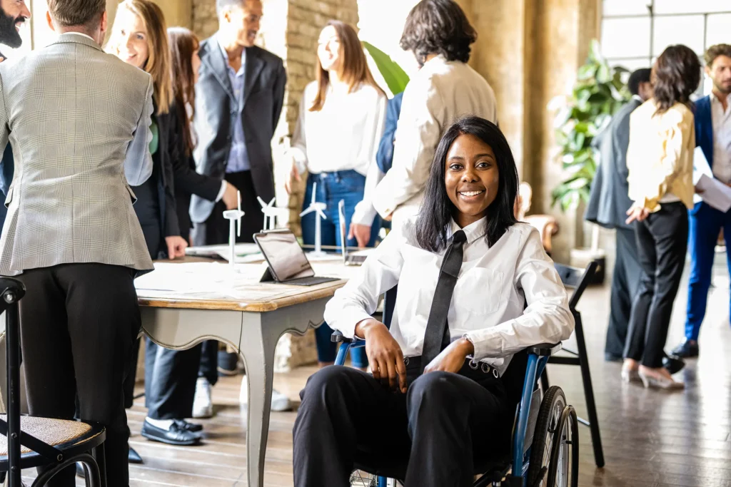 Young woman in wheelchair