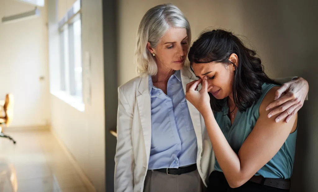 Mature woman, comforting, crying, woman